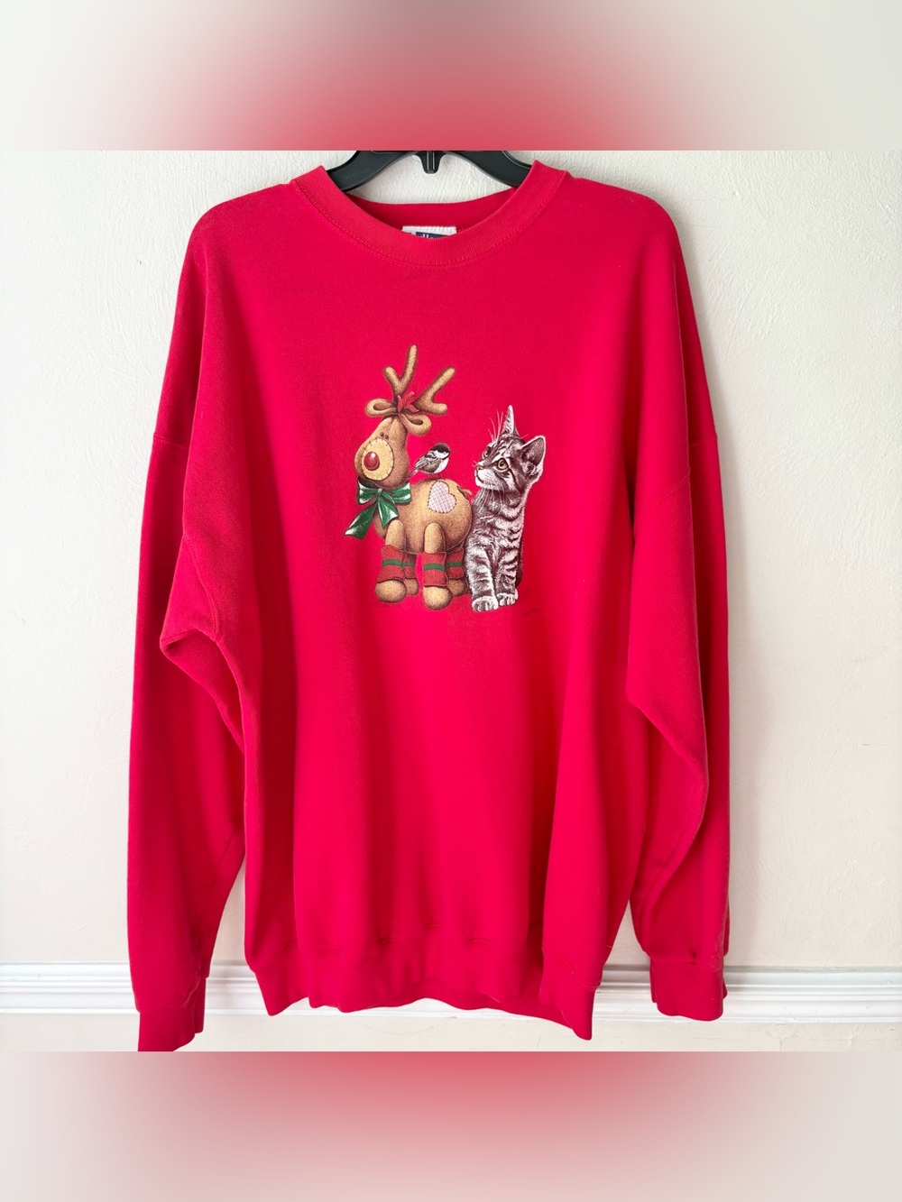 Vintage Endless Designs Christmas Rudolph & Cat Sweatshirt